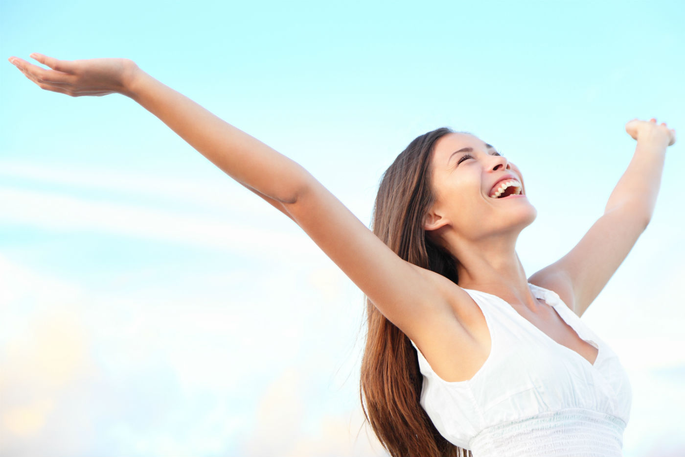 woman feeling great